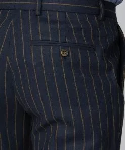 Gibson London Christopher Chalk Stripe Trousers Navy