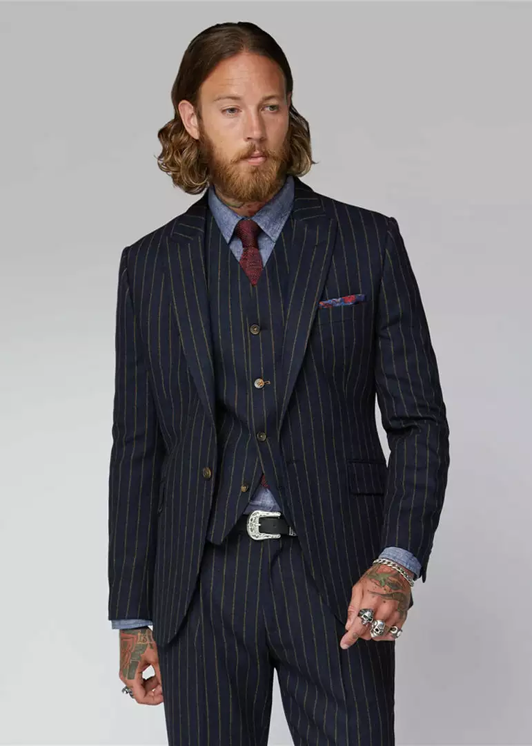 Gibson London Christopher Chalk Stripe Jacket Navy New In 3 Gibson London Christopher Chalk Stripe Jacket Navy New In