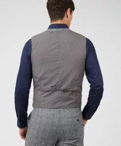Gibson London Daniel Check Waistcoat Grey 8 Gibson London Daniel Check Waistcoat Grey