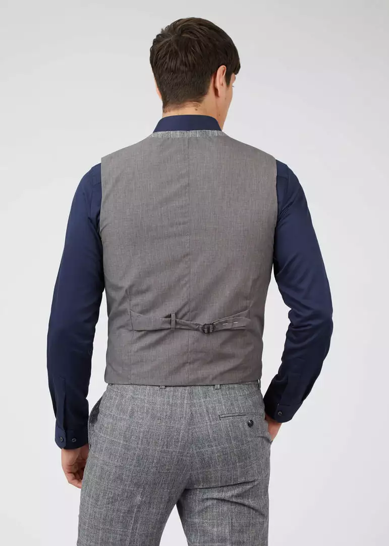 Gibson London Daniel Check Waistcoat Grey 5 Gibson London Daniel Check Waistcoat Grey