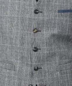 Gibson London Daniel Check Waistcoat Grey