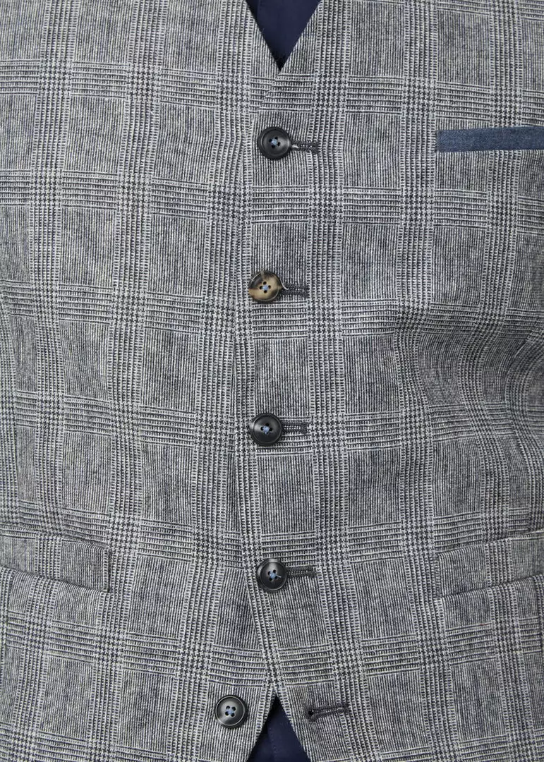 Gibson London Daniel Check Waistcoat Grey 4 Gibson London Daniel Check Waistcoat Grey