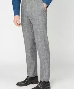 Gibson London Daniel Check Trousers Grey New In
