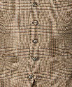 Gibson London Sean Check Waistcoat Brown