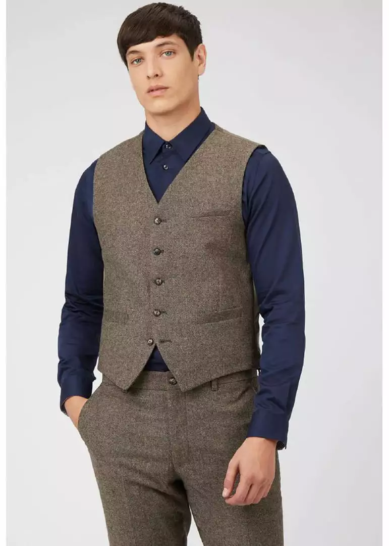 New In Gibson London Roger Waistcoat Brown 3 New In Gibson London Roger Waistcoat Brown