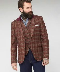 Gibson London Jason Check Jacket Orange