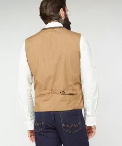 New In Gibson London Freddy Herringbone Waistcoat Brown 7 New In Gibson London Freddy Herringbone Waistcoat Brown