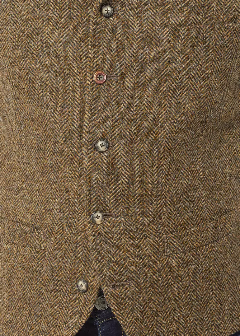 New In Gibson London Freddy Herringbone Waistcoat Brown 4 New In Gibson London Freddy Herringbone Waistcoat Brown