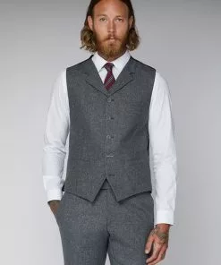 Gibson London Simon Tweed Waistcoat Grey