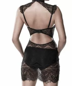 Grey Velvet Tess Lace Set Black