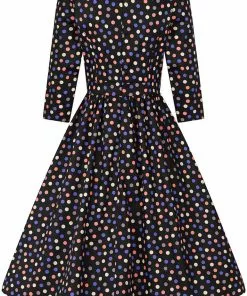 Hearts & Roses Ophelia Polkadot 50's Swing Dress Black New In 12 Hearts & Roses Ophelia Polkadot 50's Swing Dress Black New In