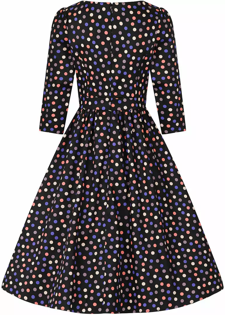 Hearts & Roses Ophelia Polkadot 50's Swing Dress Black New In 7 Hearts & Roses Ophelia Polkadot 50's Swing Dress Black New In