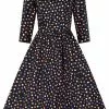 Hearts & Roses Ophelia Polkadot 50's Swing Dress Black New In