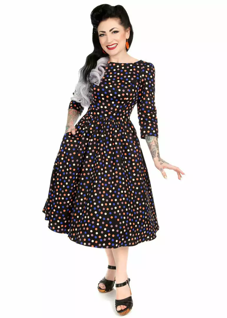 Hearts & Roses Ophelia Polkadot 50's Swing Dress Black New In 4 Hearts & Roses Ophelia Polkadot 50's Swing Dress Black New In