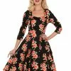 Hearts & Roses Juliet Roses 50's Swing Dress Black 1 Hearts & Roses Juliet Roses 50's Swing Dress Black