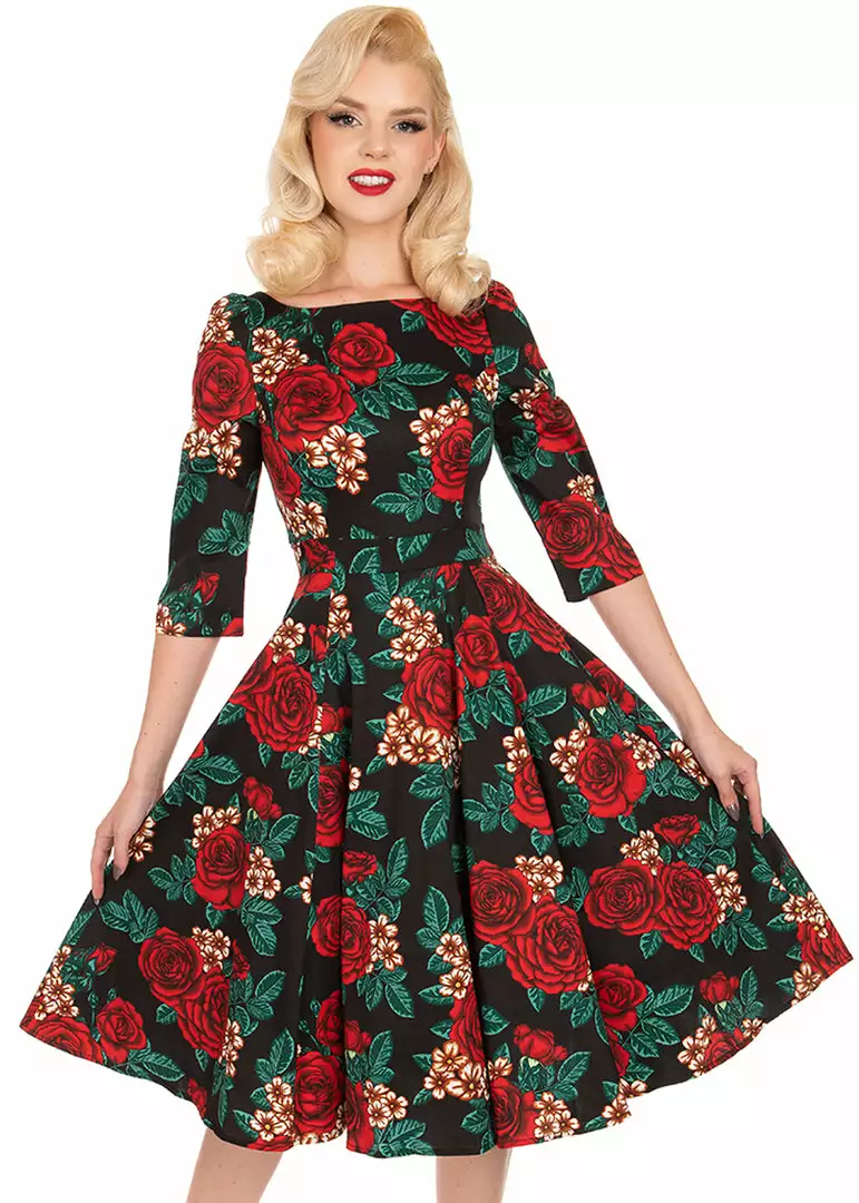 New In Hearts & Roses Anne Manie 50's Swing Dress Black 3 New In Hearts & Roses Anne Manie 50's Swing Dress Black