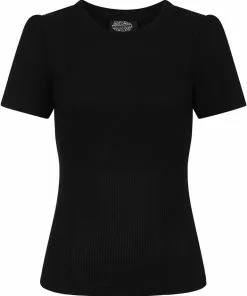 New In Hearts & Roses Susan Knitted 60's Top Black