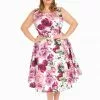 Hearts & Roses Alice Floral 50's Swing Dress Pink New In