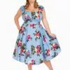 Hearts & Roses Jolene Floral 50's Swing Dress Blue