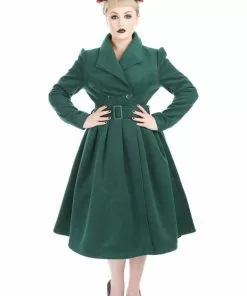 Hearts & Roses Hermeline 50's Swing Coat Teal Green New In
