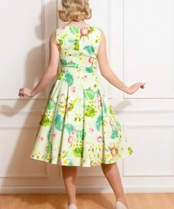 Hearts & Roses Luisa Tropical 50's Swing Dress Yellow 10 Hearts & Roses Luisa Tropical 50's Swing Dress Yellow
