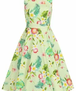 Hearts & Roses Luisa Tropical 50's Swing Dress Yellow