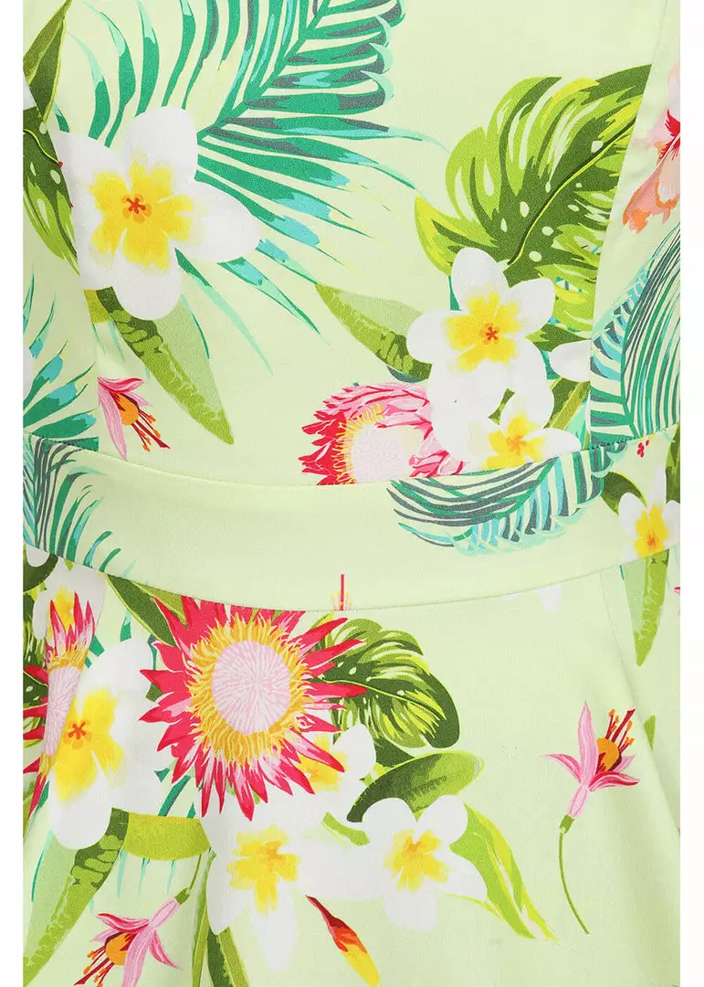 Hearts & Roses Luisa Tropical 50's Swing Dress Yellow 6 Hearts & Roses Luisa Tropical 50's Swing Dress Yellow