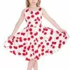 Hearts & Roses Kids Bombshell Cherry 50's Swing Dress White 1 Hearts & Roses Kids Bombshell Cherry 50's Swing Dress White
