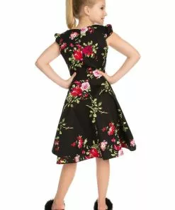 Hearts & Roses Kids Charming 50's Swing Dress Black New In