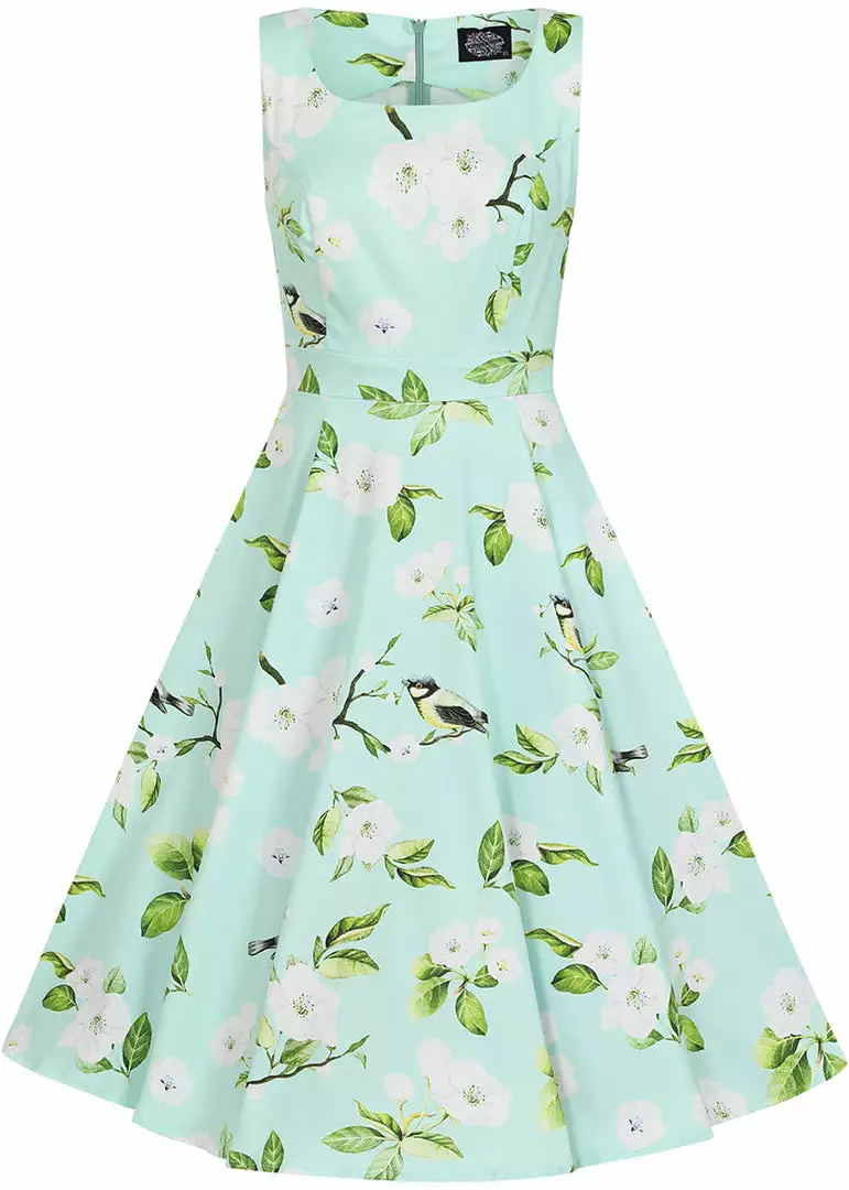 Hearts & Roses Andrea Floral 50's Swing Dress Green 6 Hearts & Roses Andrea Floral 50's Swing Dress Green