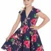 Hearts & Roses Kids Midnight Garden 50's Swing Dress Navy New In