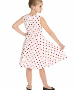 Hearts & Roses Kids Cindy Polkadot 50's Swing Dress White
