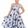 Hearts & Roses Rosanne 50's Swing Dress White Blue 1 Hearts & Roses Rosanne 50's Swing Dress White Blue