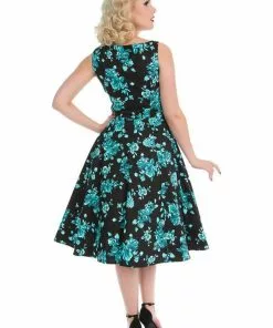 New In Hearts & Roses Rosacea 50's Swing Dress Black