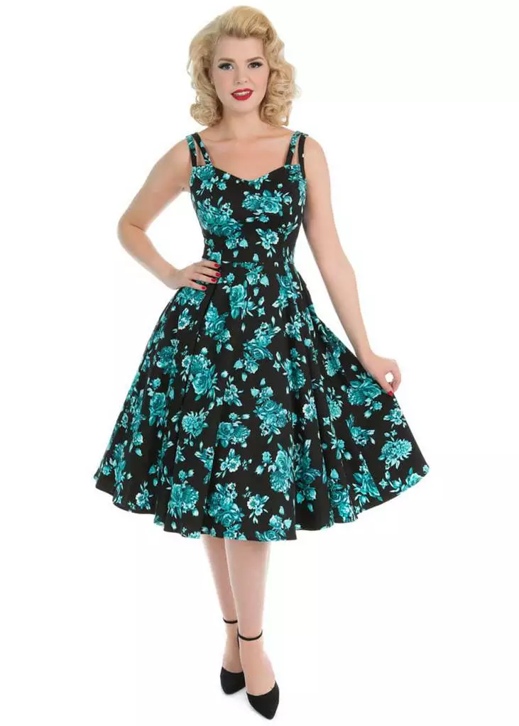 New In Hearts & Roses Rosacea 50's Swing Dress Black 5 New In Hearts & Roses Rosacea 50's Swing Dress Black