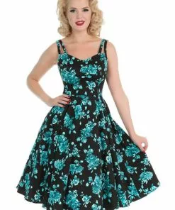 New In Hearts & Roses Rosacea 50's Swing Dress Black