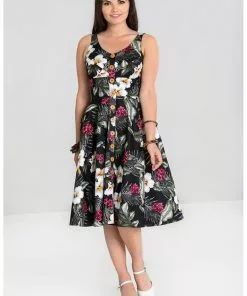 New In Hell Bunny Tahiti 50's Swing Dress Black
