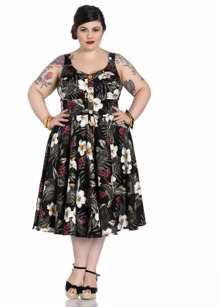 New In Hell Bunny Tahiti 50's Swing Dress Black 5 New In Hell Bunny Tahiti 50's Swing Dress Black