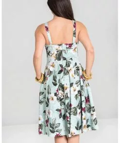 New In Hell Bunny Tahiti 50's Swing Dress Green 13 New In Hell Bunny Tahiti 50's Swing Dress Green