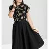 Hell Bunny Paula 50's Swing Skirt Black New In
