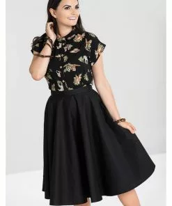 Hell Bunny Paula 50's Swing Skirt Black New In