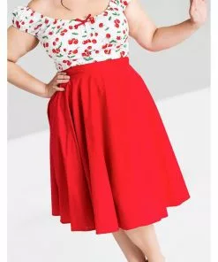 Hell Bunny Paula 50's Swing Skirt Red New In