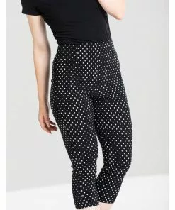 New In Hell Bunny Kay Polkadot 50's Capri Trousers Black