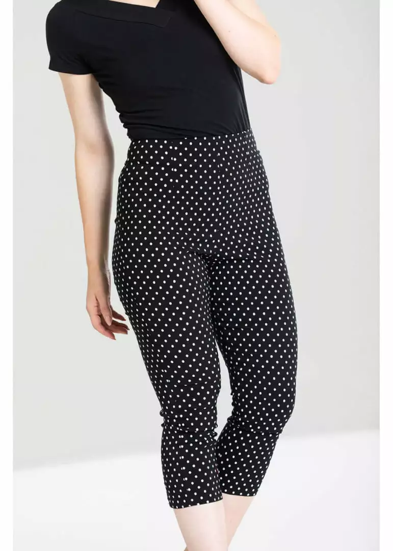 New In Hell Bunny Kay Polkadot 50's Capri Trousers Black 3 New In Hell Bunny Kay Polkadot 50's Capri Trousers Black