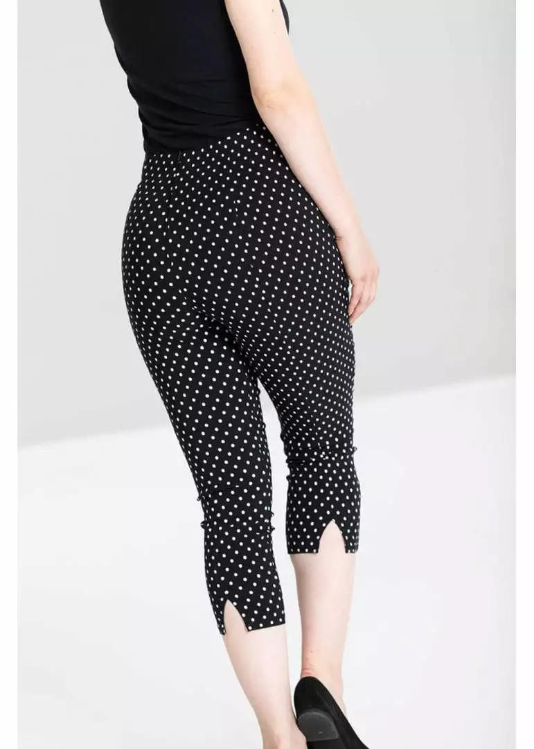 New In Hell Bunny Kay Polkadot 50's Capri Trousers Black 5 New In Hell Bunny Kay Polkadot 50's Capri Trousers Black