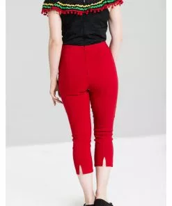 Hell Bunny Tina 50's Capri Trousers Red