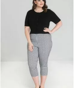 New In Hell Bunny Judy Gingham 60's Capri Trousers Black White