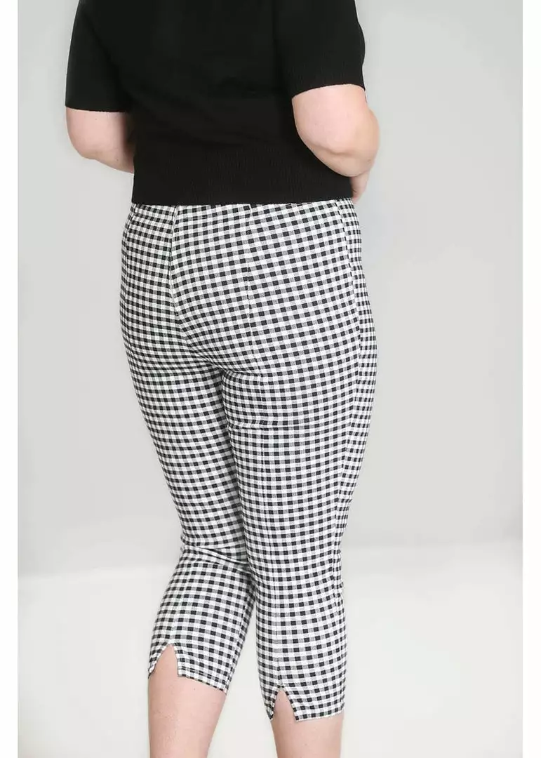 New In Hell Bunny Judy Gingham 60's Capri Trousers Black White 6 New In Hell Bunny Judy Gingham 60's Capri Trousers Black White