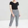 New In Hell Bunny Judy Gingham 60's Capri Trousers Black White