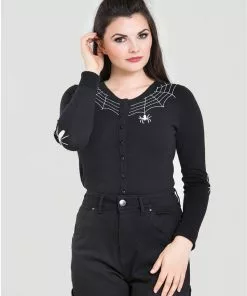 Hell Bunny Spider 50's Cardigan Black New In